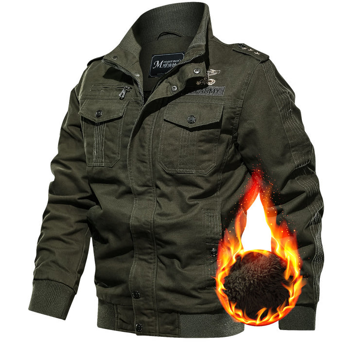 Herren Military-Canvas-Blouson mit hochwertiger Thermofütterung, Pattentaschen und Rippbündchen Drune