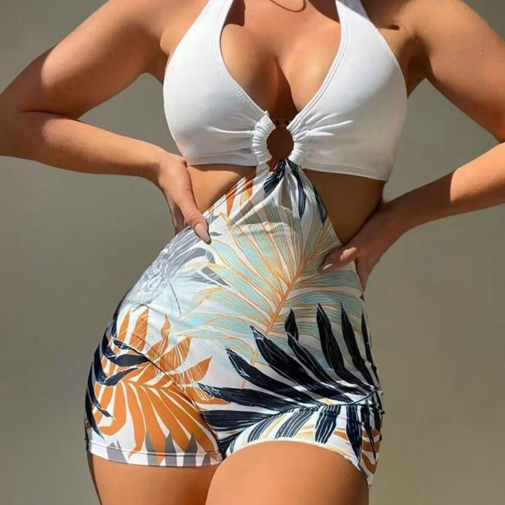 Damen Bikiniset mit hoch geschnittenem Hosenrock und elegantem Knoten Drune