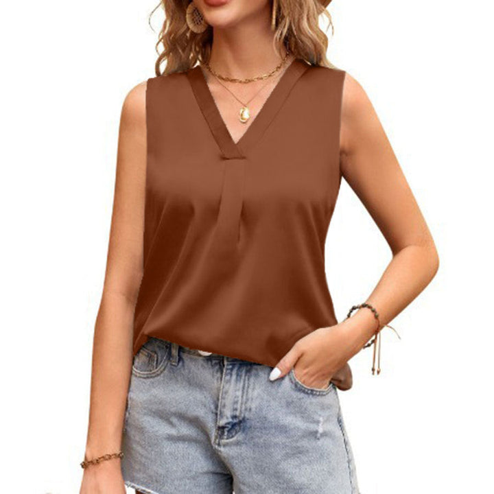 Damen Seidiger V-Ausschnitt Blusentop Drune