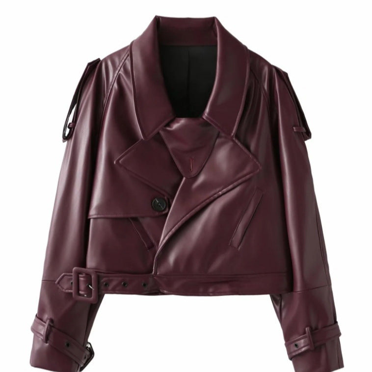 Damen Bikerjacke aus hochwertigem Kunstleder mit asymmetrischem Reißverschluss Drune