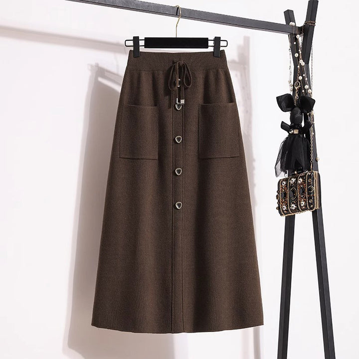 Damen Eleganter Maxirock mit praktischen Taschen Drune