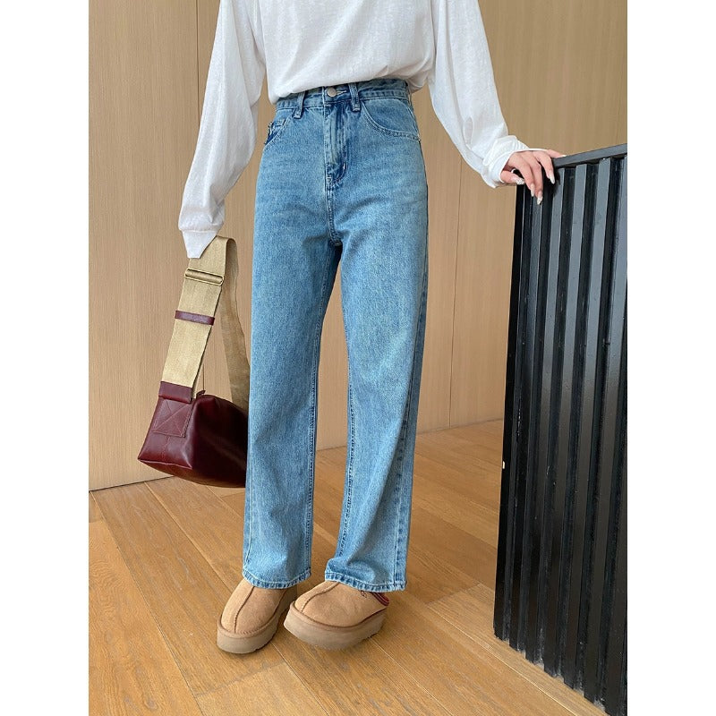Damen High-Waist Jeans mit weitem Bein und klassischem Stil Drune