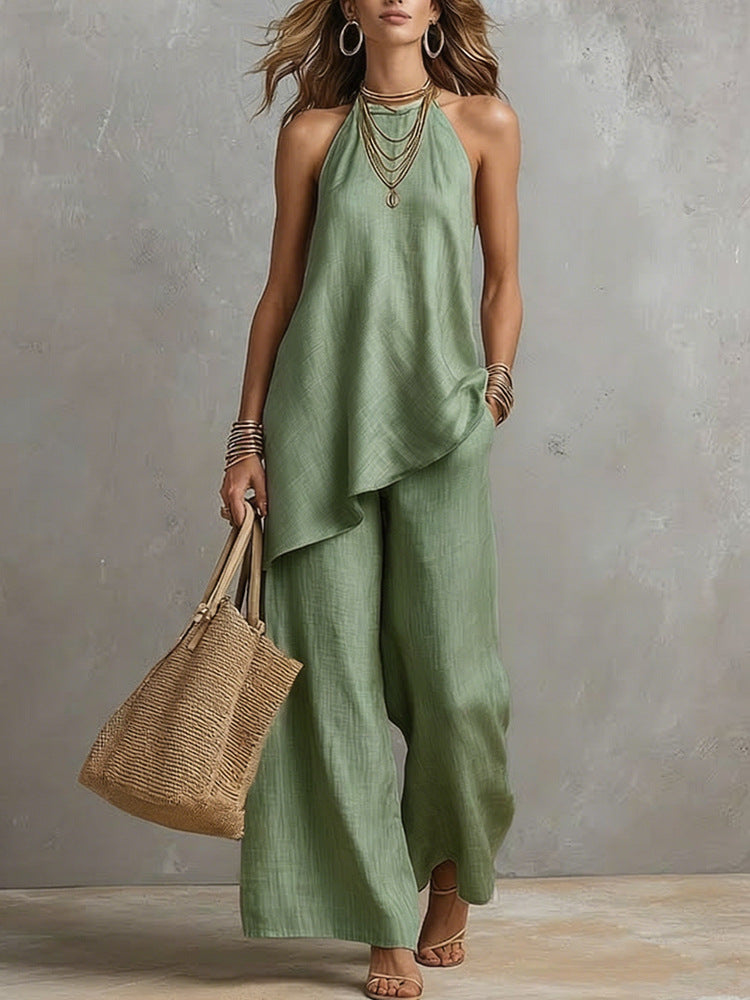 Damen luftiger Jumpsuit mit asymmetrischem Schnitt Drune