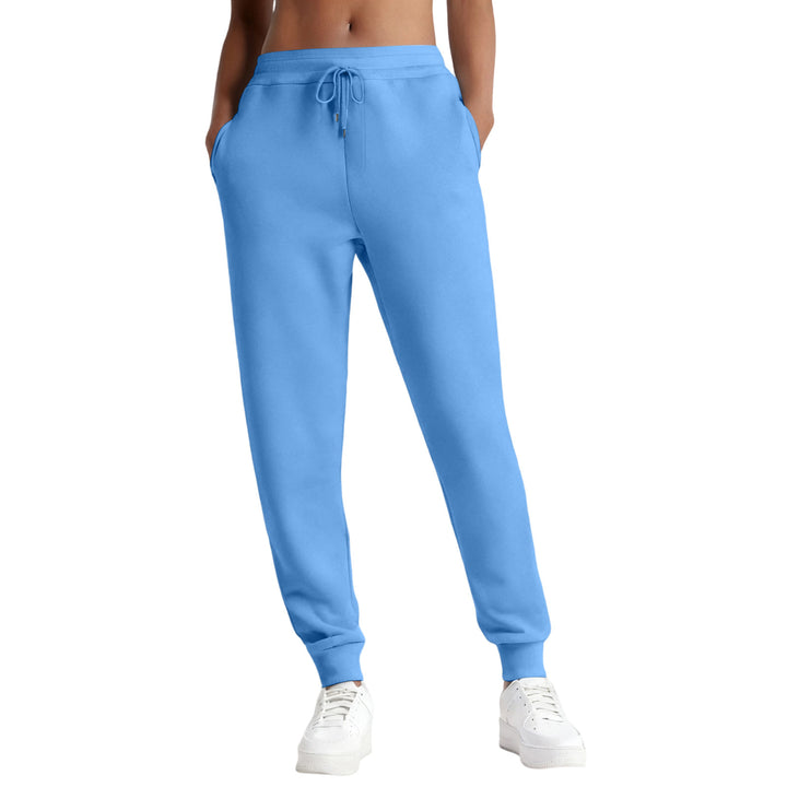Damen nan schmale High‑Waist Sweat-Jogginghose mit hohem Komfortbund, verstellbarem Kordelzug und elastischen Knöchelbündchen Drune