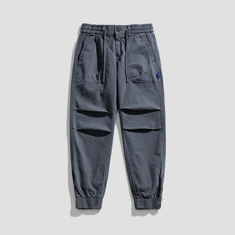 Herren Relaxed-Fit Canvas-Cargo-Jogger mit elastischem Tunnelzugbund, aufgesetzten Fronttaschen und Reißverschluss-Bündchen Drune