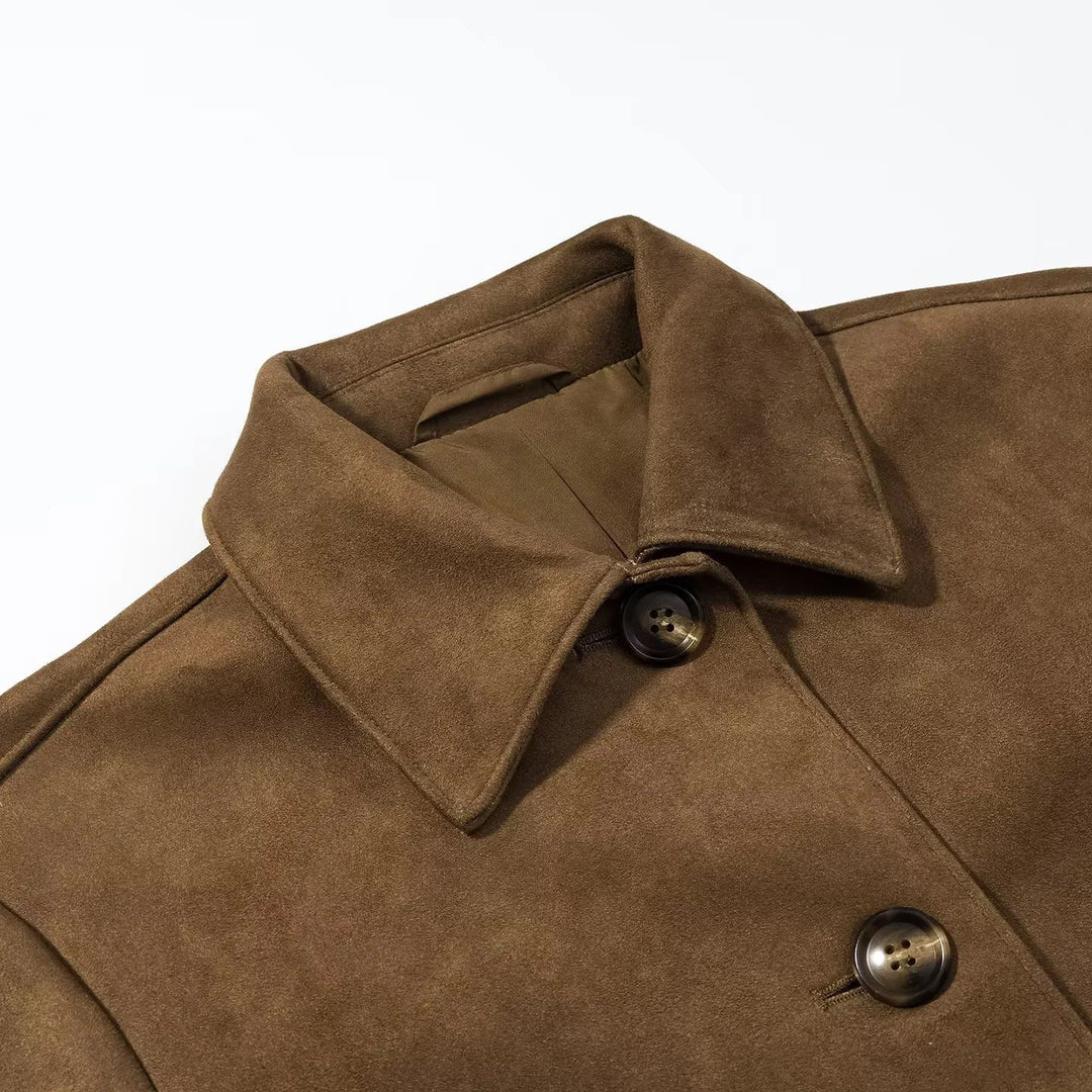 Damen nan kurz geschnittene Veloursjacke mit Hemdkragen, verdeckter Knopfleiste und schrägen Eingrifftaschen Drune