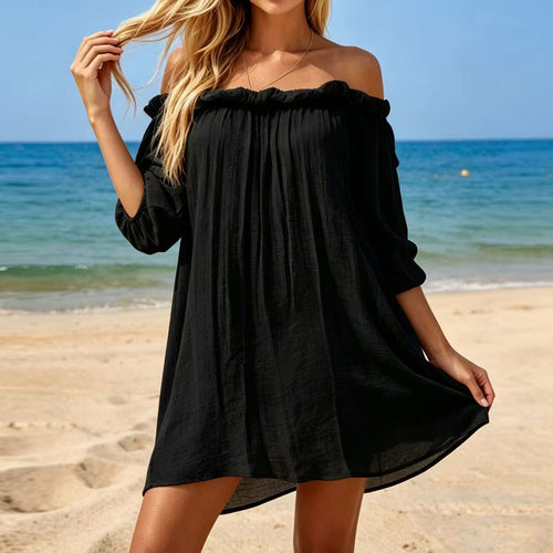 Damen Off-Shoulder Strandkleid Drune