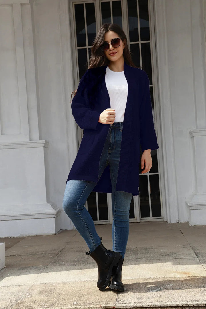 Damen lässiger Strickcardigan mit praktischen Taschen und offener Front Drune