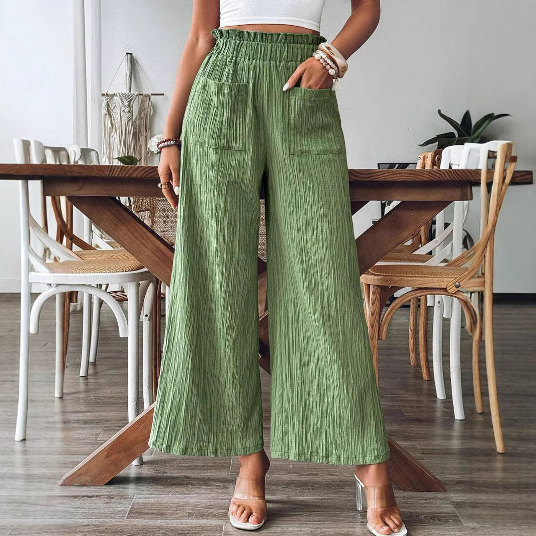 Damen Weitbeinige Hose mit elastischem Bund und praktischen Taschen Drune