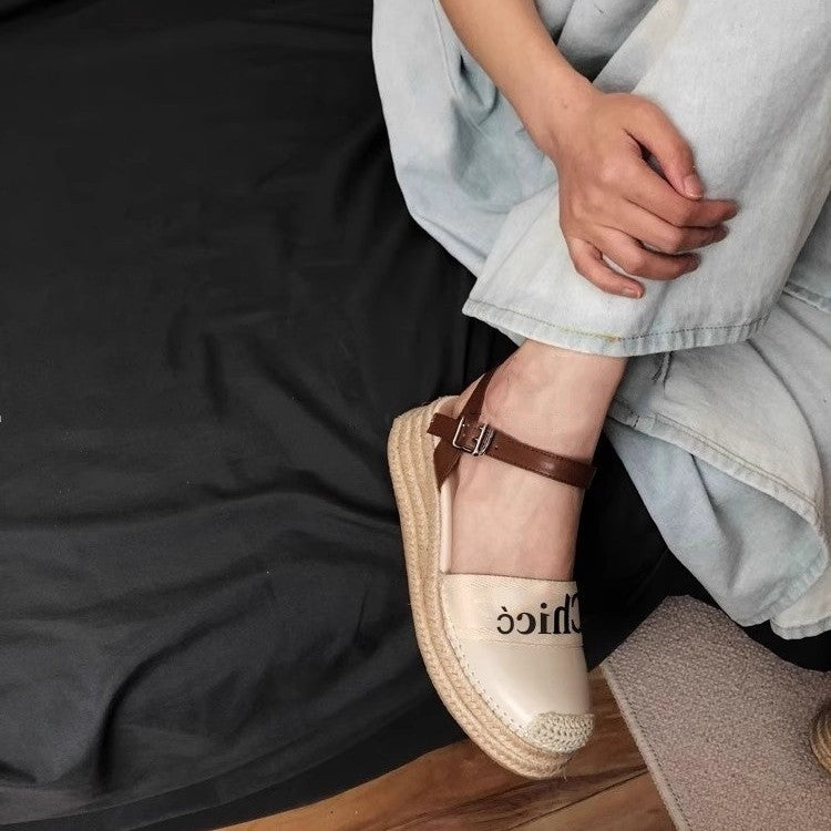 Damen Espadrille-Slingback mit geflochtener Plateau-Sohle und Logo-Detail Drune