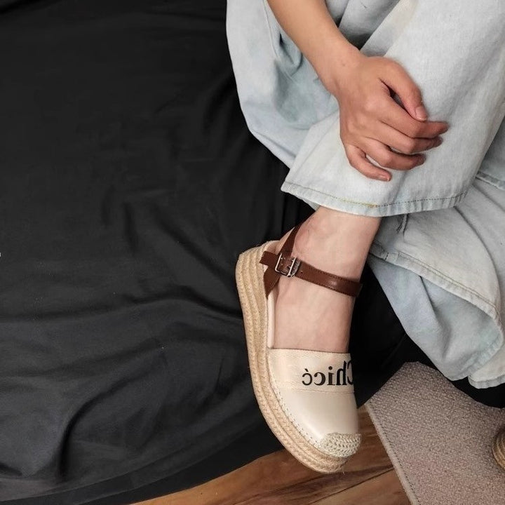 Damen Espadrille-Slingback mit geflochtener Plateau-Sohle und Logo-Detail Drune