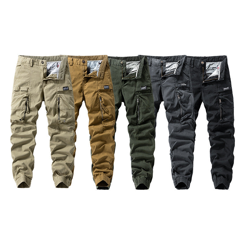 Herren Strapazierfähige Canvas-Cargohose im taktischen Look mit Kniepaneelen, Mehrfachtaschen und elastischem Knöchelabschluss Drune