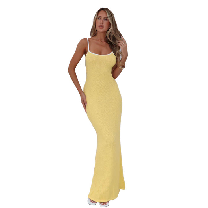 Damen figurbetontes Maxikleid mit feinem Rippstruktur-Design Drune