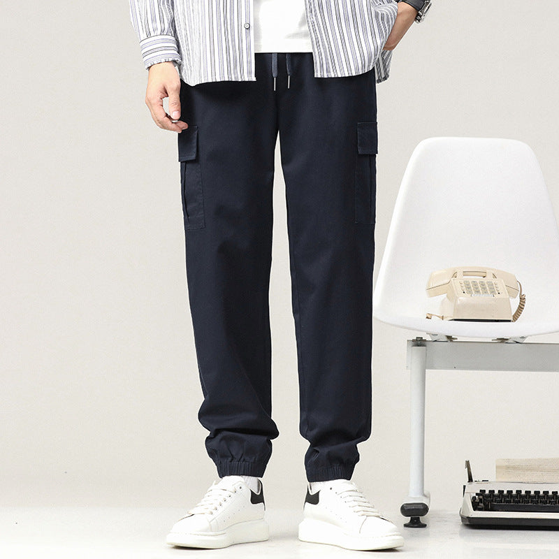 Herren Tapered Cargo-Joggerhose mit Tunnelzugbund, Klappentaschen und elastischem Knöchelabschluss Drune