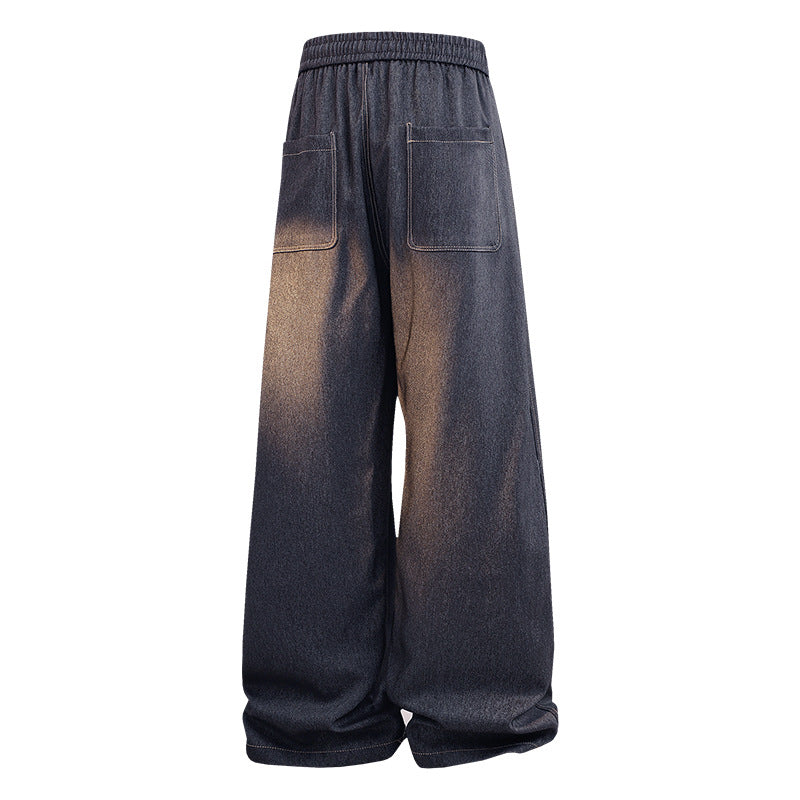 Damen Weite Denim-Jogginghose mit Elastischem Bund, Tunnelzug & Vintage-Waschung Drune