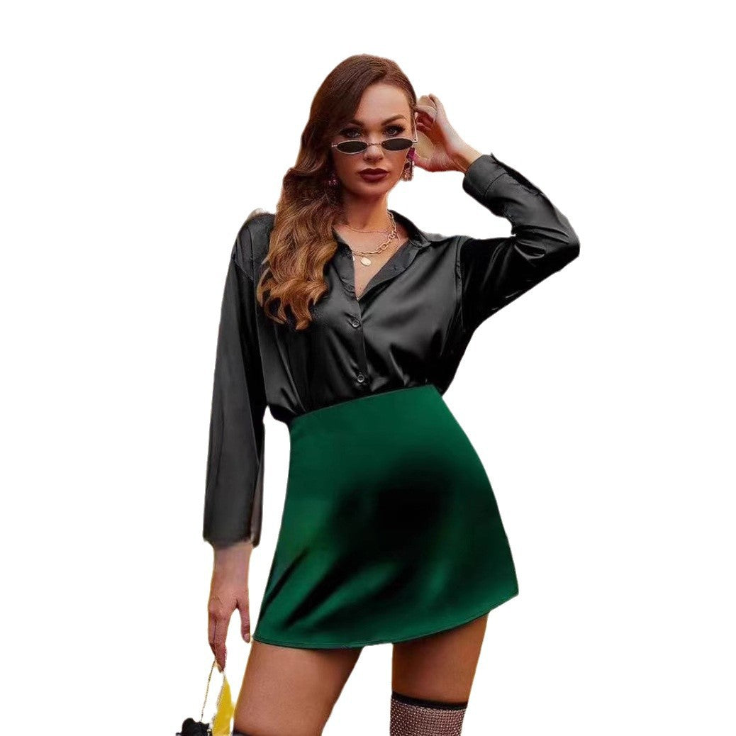 Damen Satin Minirock mit elegantem Schnitt und fließendem Fall Drune