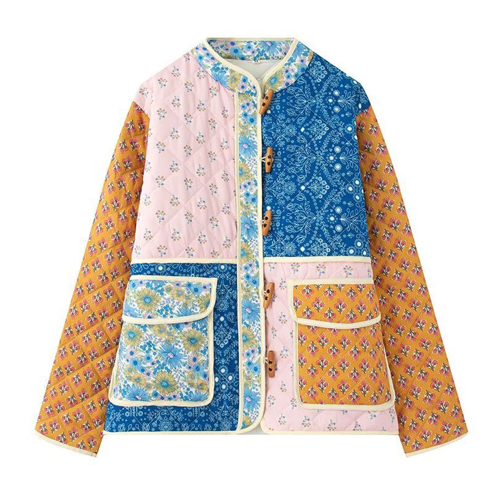 Damen gefütterte Patchwork-Jacke mit praktischen Taschen Drune