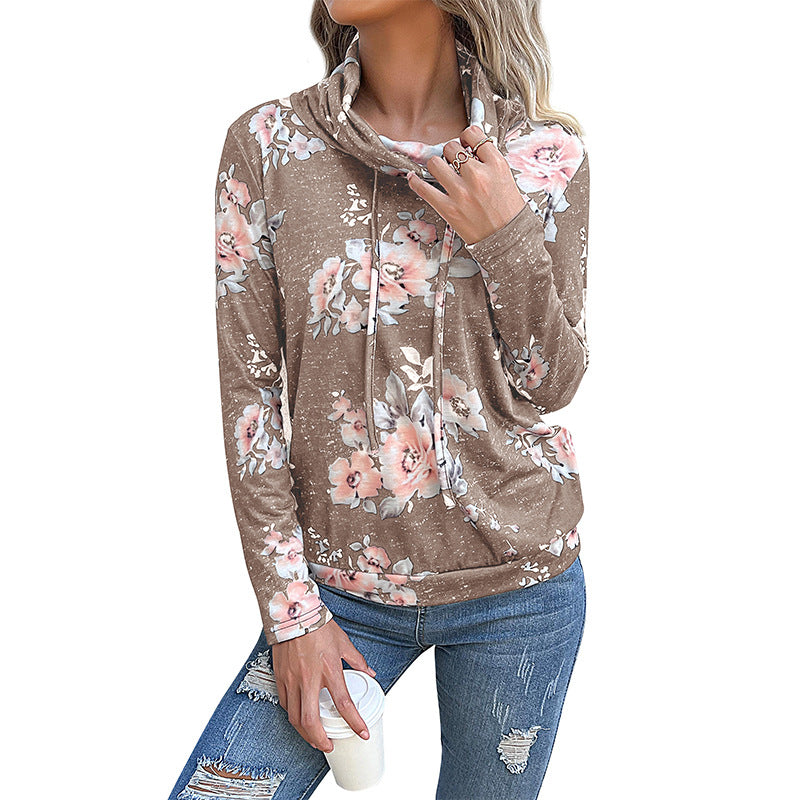 Damen Bluse mit floralem Design und modernem Hoody-Ausschnitt Drune