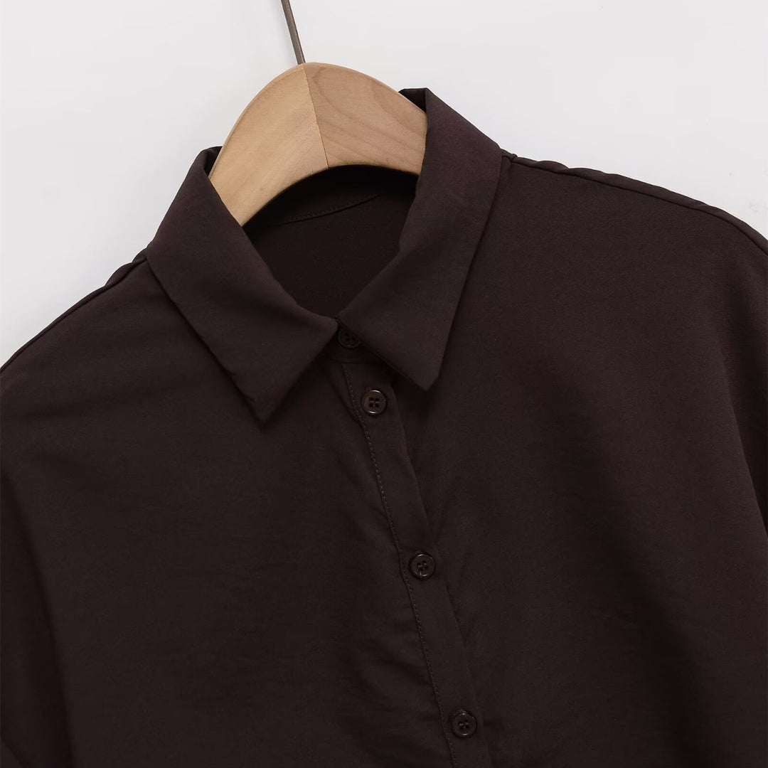 Damen Kurzarmbluse mit Knotendetail und elegantem Schnitt Drune