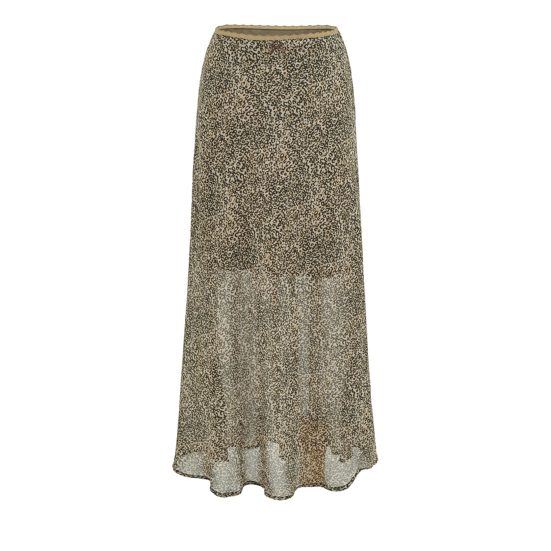 Damen Leichter Midirock aus Chiffon mit Leoprint und elastischem Bund Drune