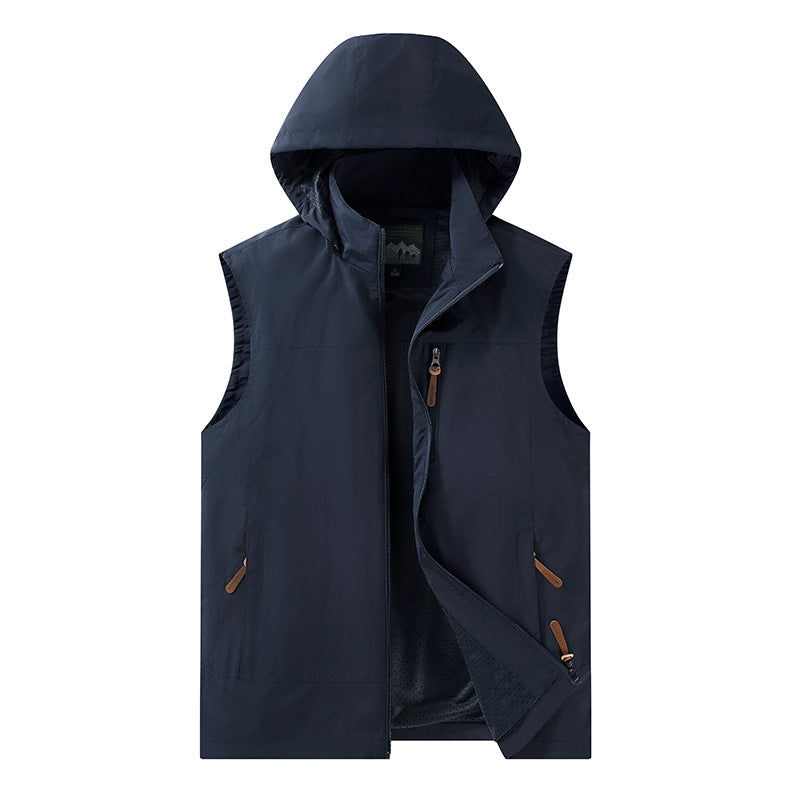 Herren Leichte outdoor‑Weste mit Kapuze, atmungsaktivem Meshfutter und wasserabweisender Shell Drune