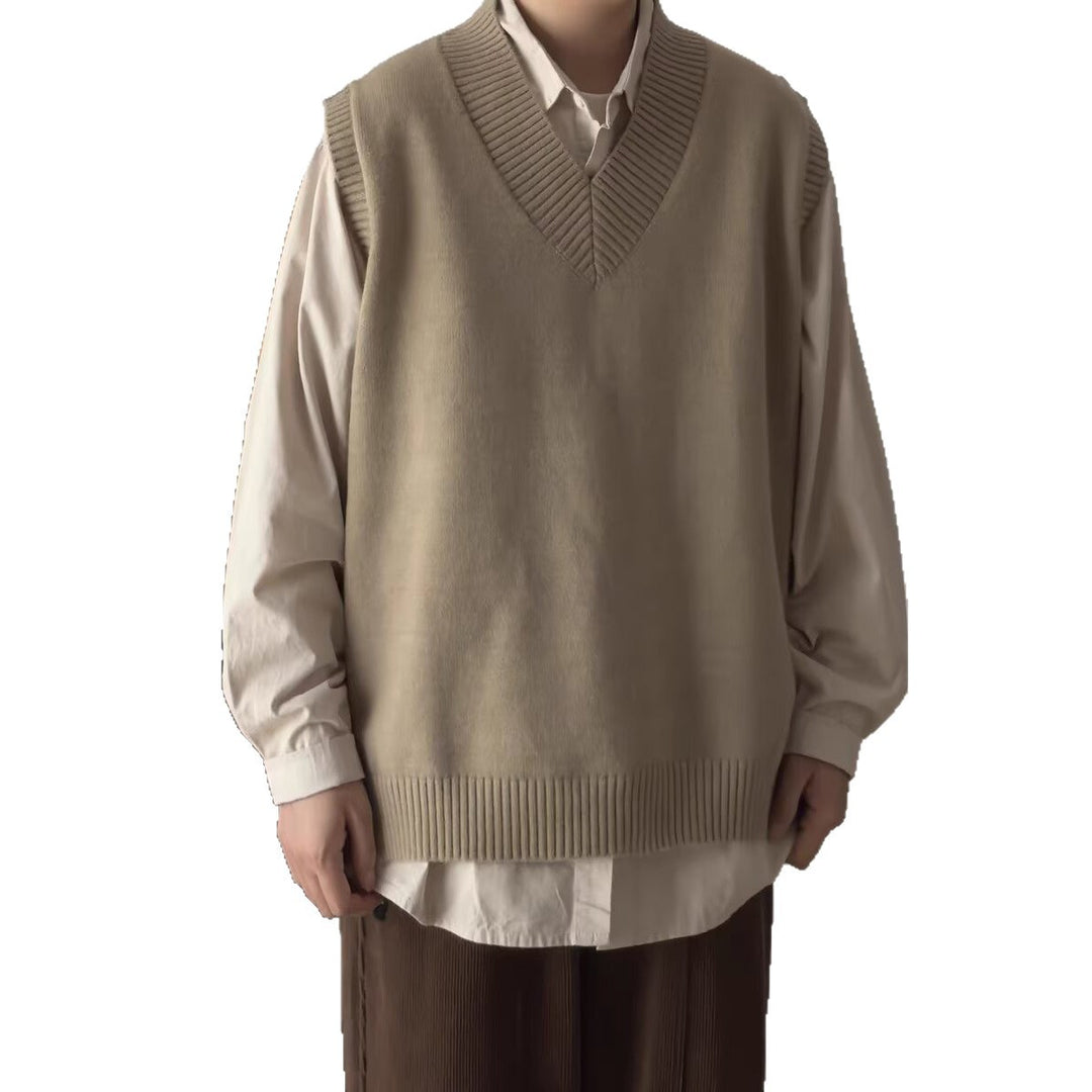 Herren Modischer Grobstrickpullover ohne Ärmel Drune
