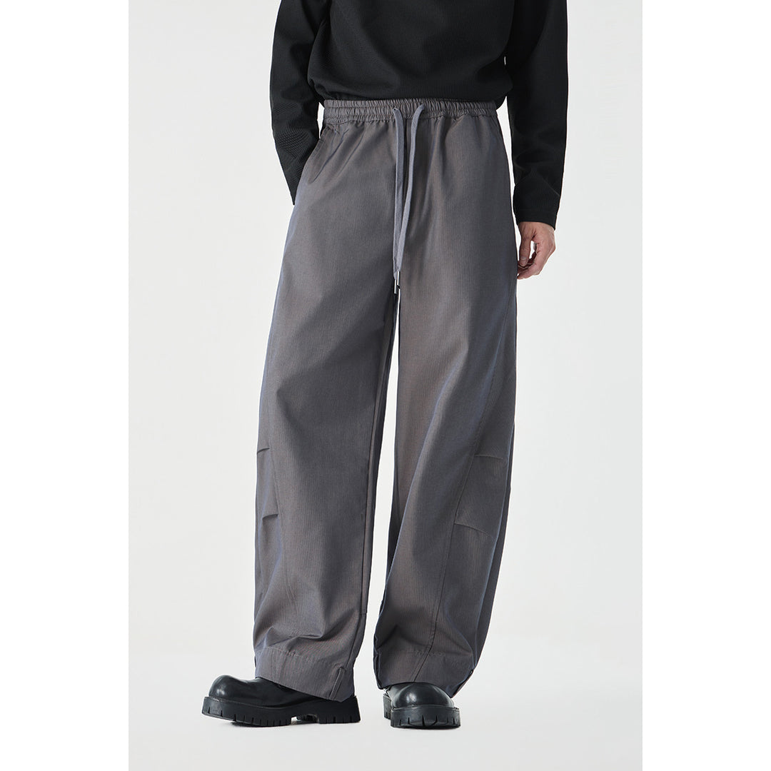 Herren Weite Cropped Cargohose mit Tunnelzug und Kniefalten Drune