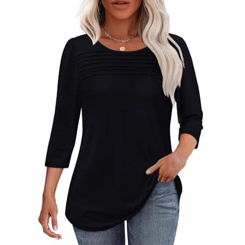 Damen Elegant geschnittenes Oberteil mit gerafften Details Drune