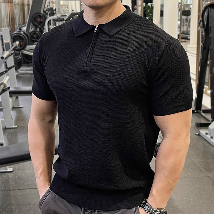 Herren Strukturierte Kurzarm Poloshirt Drune