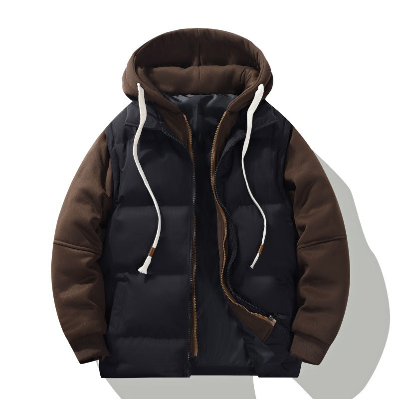 Herren zweilagige Kapuzen-Steppjacke mit abnehmbarer Wattierung und weichen Ärmelpanelen Drune