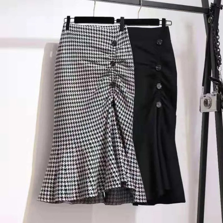 Damen Eleganter, figurbetonter Midi-Rock mit Knopfdetails Drune