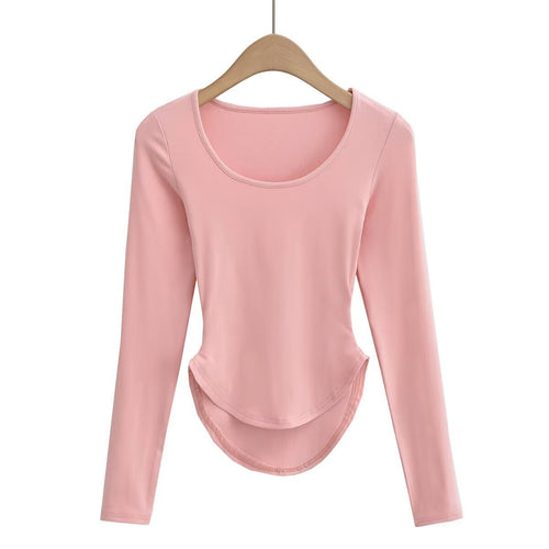 Damen Langarmshirt mit modernem Schnitt und geschwungenem Saum Drune