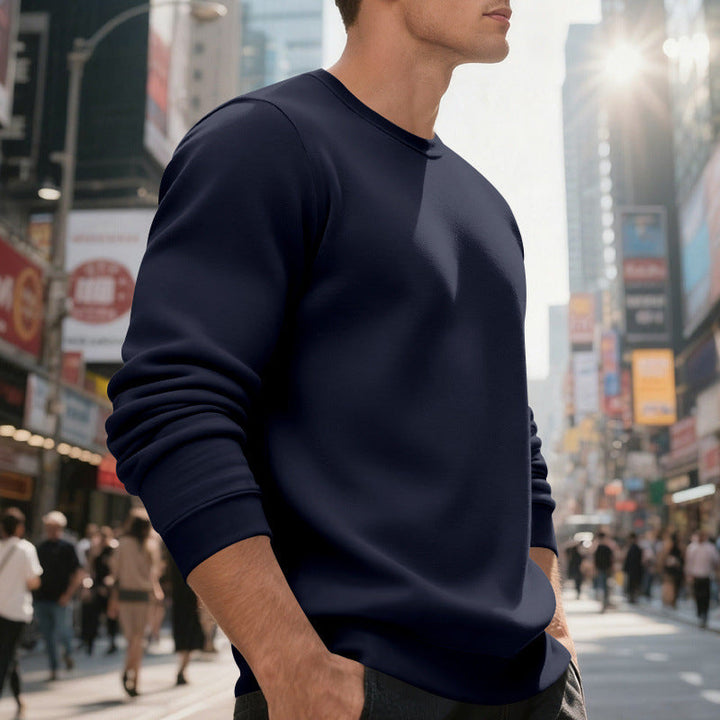 Herren lässiger Rundhals-Sweatshirt aus hochwertigem Baumwollmix mit strukturiertem Material Drune