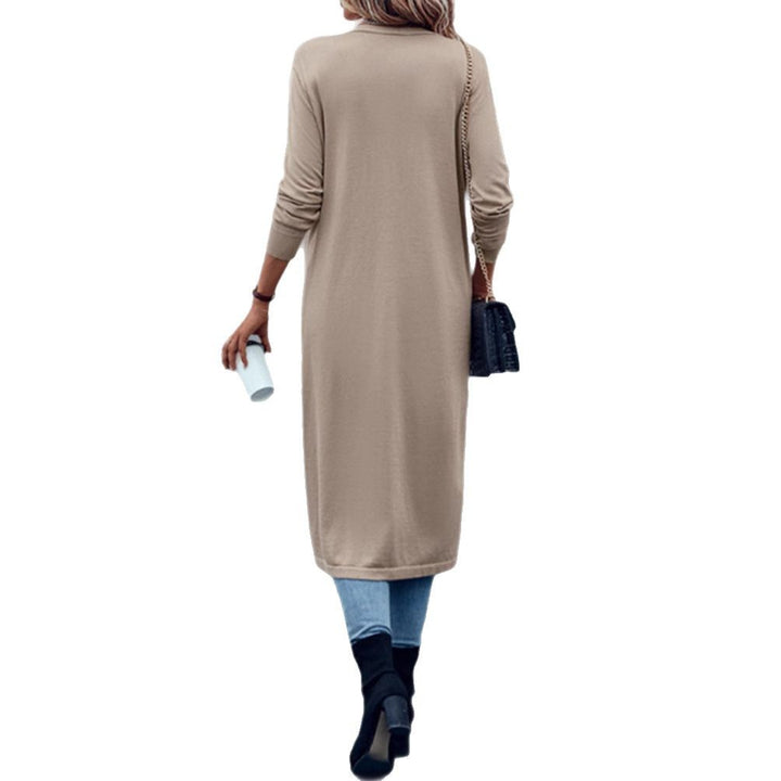 Damen nan langer Feinstrick-Cardigan im Duster-Stil mit offenem Fall und schmaler Ärmelpartie Drune