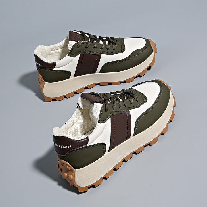 Damen Plateau-Casual-Sneaker mit profiliertem Gum-Profil und Velours-Overlays Drune