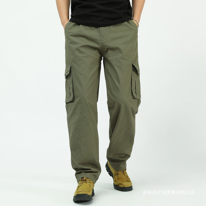 Herren Weite Cargohose mit aufgesetzten Pattentaschen, verstellbarem Beinabschluss und elastischem Bund Drune