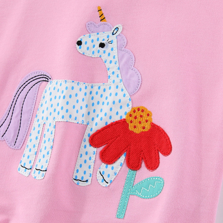 Mädchen Sweatshirt mit niedlichem Einhorn- und Blumen-Design Drune