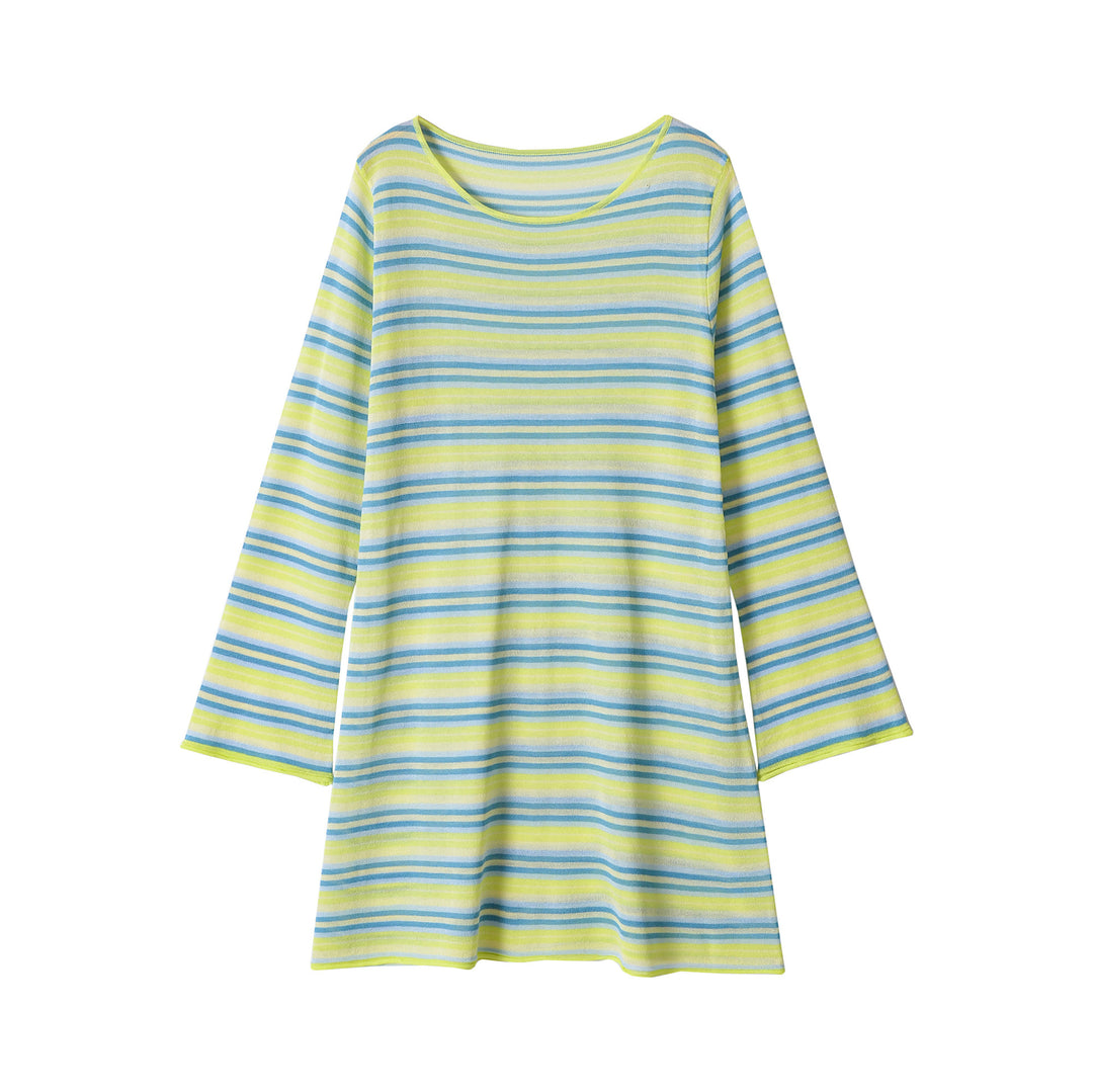 Damen Feinstrick-Longsleeve mit horizontalem Streifenmuster und weitem Ärmelansatz Drune