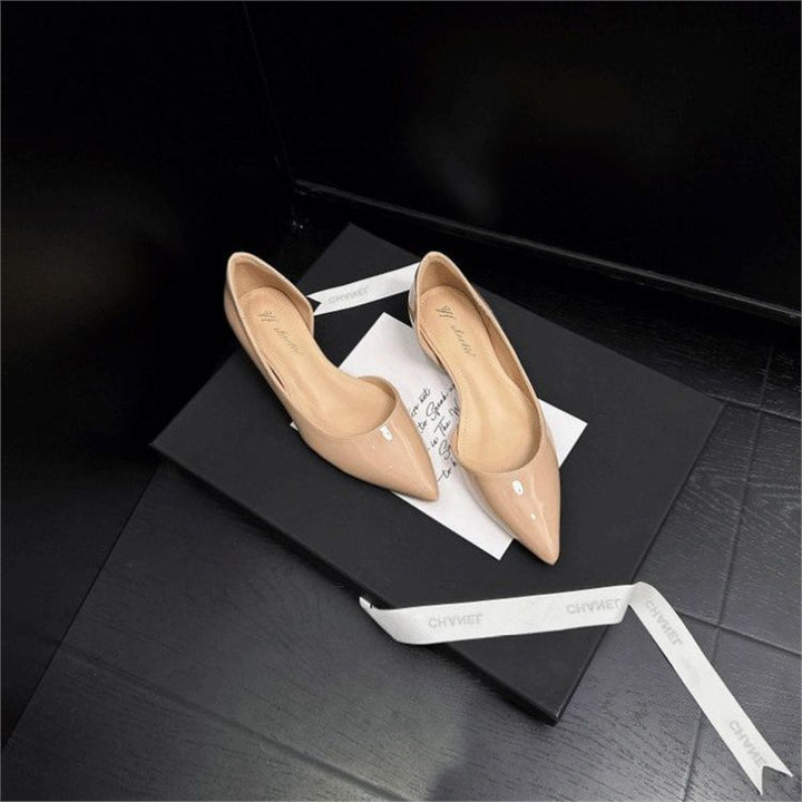 Damen Spitze Lack-Ballerinas mit gepolstertem Komfort-Fußbett Drune