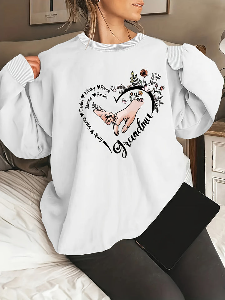 Damen entspannter Pullover mit Blumenmotiven Drune