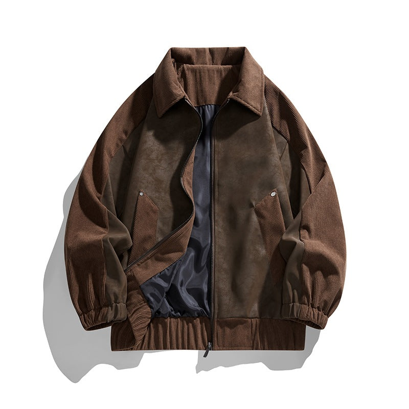 Herren Kunstvelours‑Bomberjacke im Oversize‑Boxy‑Cut mit Zwei‑Wege‑Reißverschluss & elastischem Saum Drune