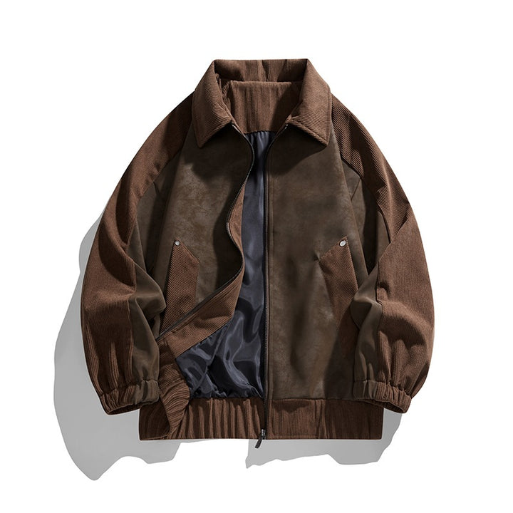 Herren Kunstvelours‑Bomberjacke im Oversize‑Boxy‑Cut mit Zwei‑Wege‑Reißverschluss & elastischem Saum Drune