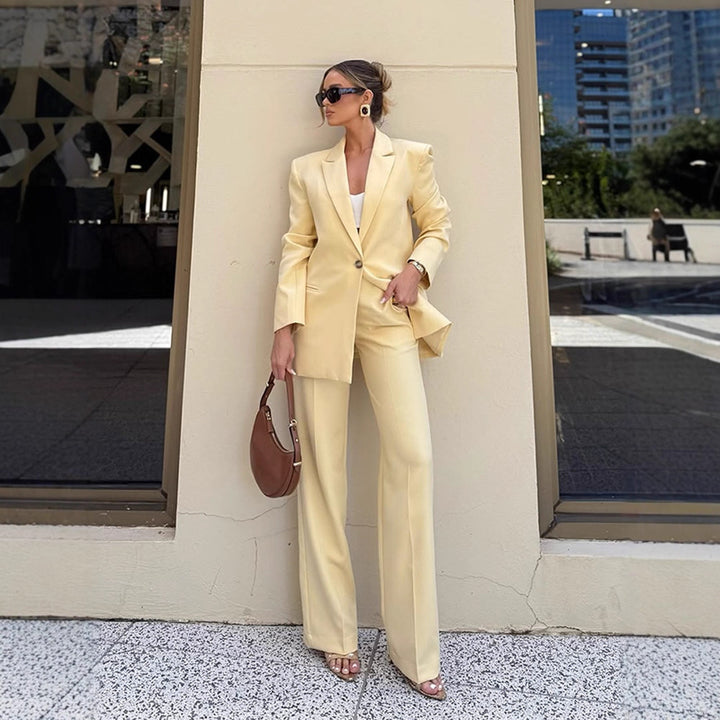 Damen Eleganter Oversize-Blazer mit hoher Taille und weiter Schlaghose Drune