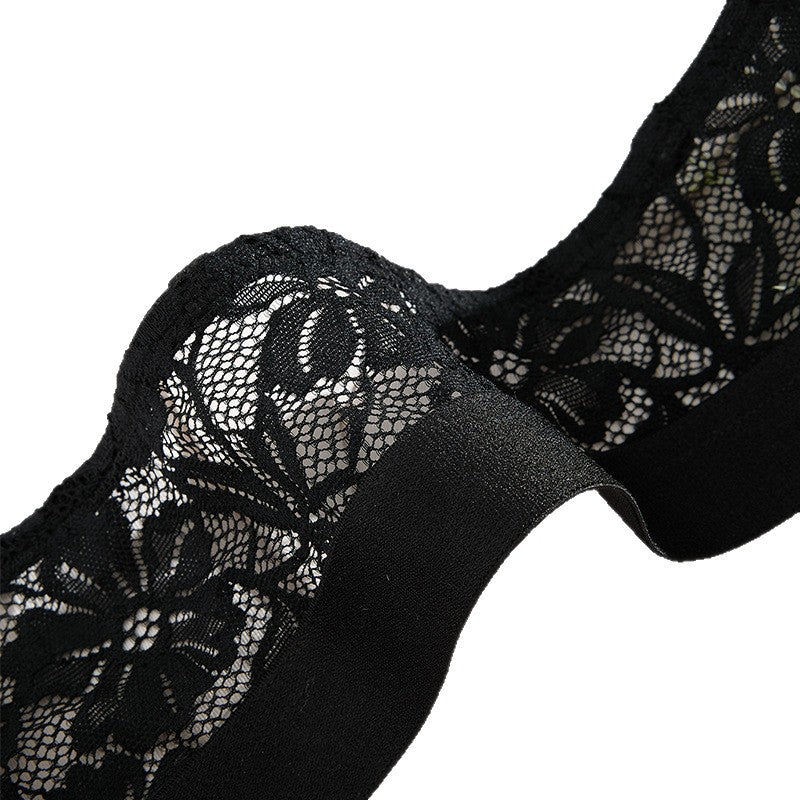 Damen trägerloser Spitzen-BH mit floralem Design und stützendem Effekt Drune