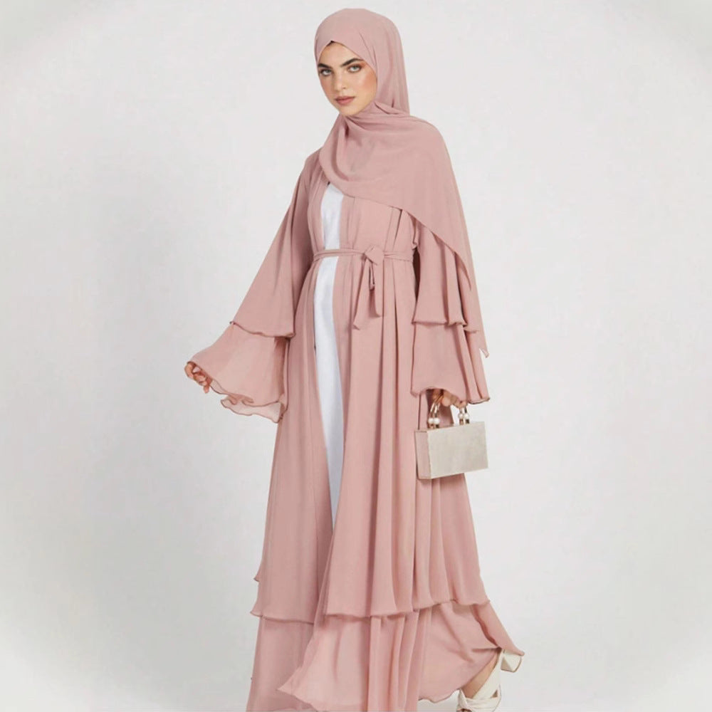 Damen Elegante und fließende lange Kaftan mit offenen Ärmeln Drune