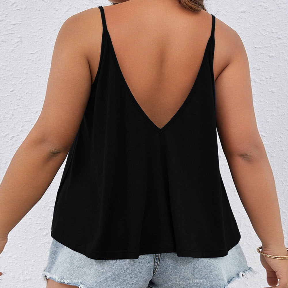 Damen V-Ausschnitt Tanktop mit Knopfdetails und schwingendem Saum Drune