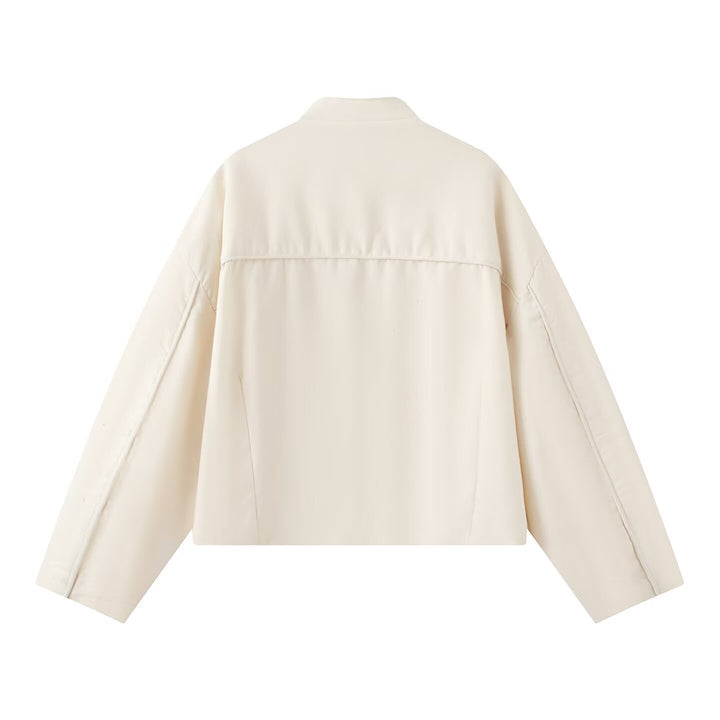 Damen Boxy-Jacke mit Stehkragen und Knebelverschlüssen Drune