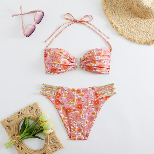 Damen Bikini-Set mit modischen Rüschen und verstellbaren Trägern Drune