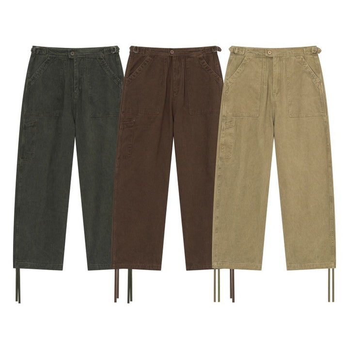 Damen High‑Waist Utility-Cargo-Hose mit geradem Bein, aufgesetzten Taschen und verstellbaren Saumbändern Drune