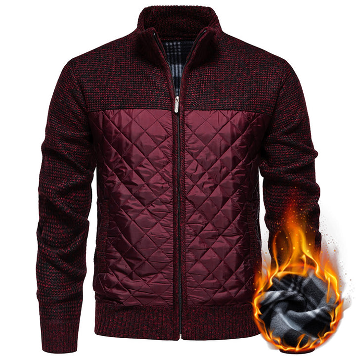 Herren Gestepptes Hybrid-Strickjacke mit Stehkragen und durchgehendem Reißverschluss Drune